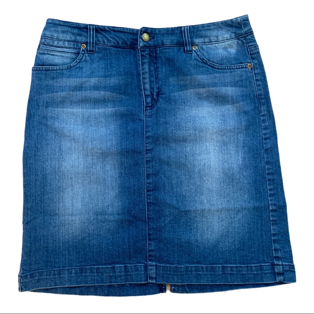 5/$25 Jones New York Sport Soft Denim Stretch Midi Light Blue Jean Skirt 8